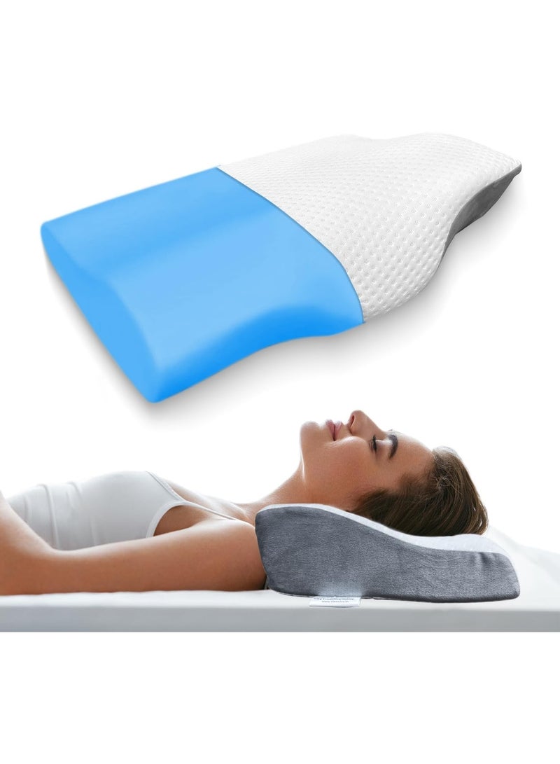 Orthopedic Memory Foam Cervical Pillow for Neck & Shoulder Pain, Contoured Gel Support Pillow for Side and Back Sleepers – Standard Size - Image 1